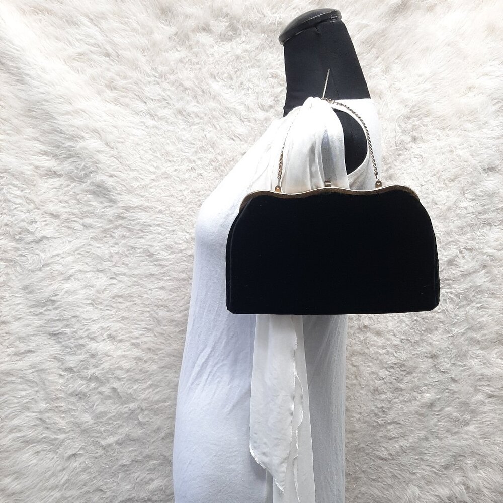 Vintage "After Five" Black Gold Frame Evening Bag with Change Purse